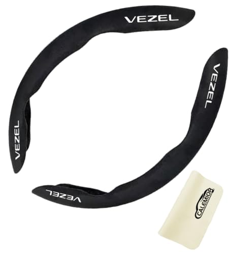 ハンドルカバー ヴェゼル VEZEL 車用 ステアリングカバー 人工スエード生地 汎用 軽自動車 普通車 取付簡単 吸汗性 耐摩耗性 汚れ防止 滑り止め オールシーズン対応 内装パーツ 車用品 アクセサリー ブラック