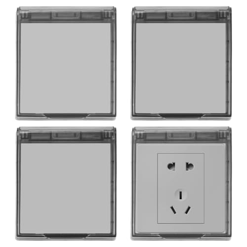 4 Pezzi Prese Muro Copertura Impermeabile, Autoadesive, Plastica Presa Coperchio Interruttore Coperture Spina Antipioggia, Scatola di Uscita a Ribalta Tipo 86, per Bagno, Casa, Esterno