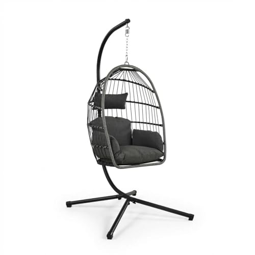 Greemotion Hamaca para Interiores y Exteriores Matera, Columpio Colgante con Estructura de 73 x 55 x 100 cm, diseño de Silla de Huevo, Estable y Plegable, con cojín