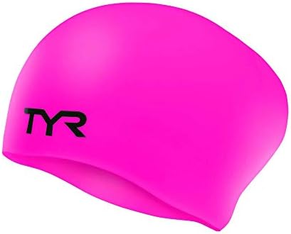 TYR Long Hair Wrinkle-Free Silicone Swim Cap, Pink