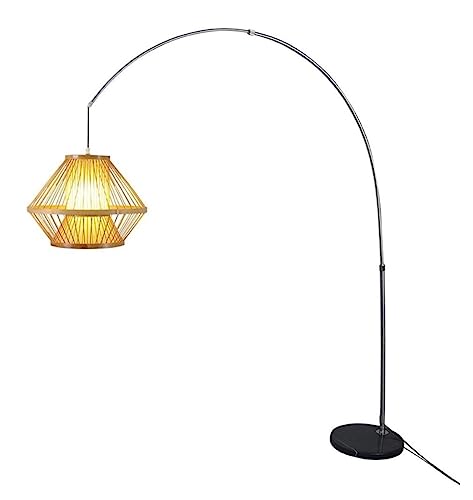 Lampadaire de pêche design en acier et marbre chic