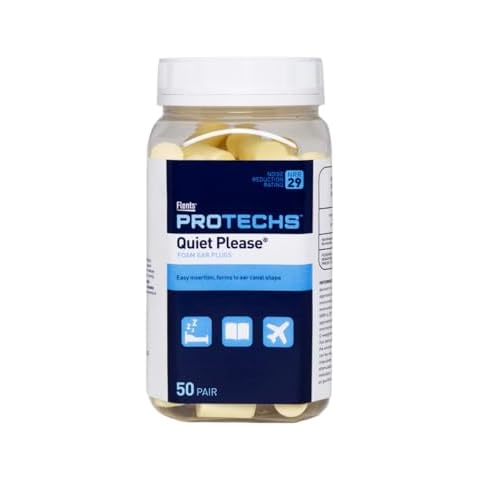 Flents Foam Ear Plugs, 50 Pair for Sleeping, Snoring, Loud Noise, Traveling, Concerts, Construction, & Studying, Contour to Ears, NRR 29, Beige Cover