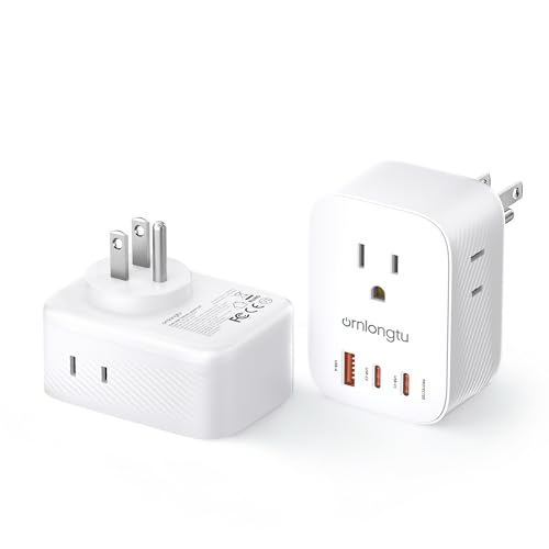 Multi Plug Outlet Extender 2 Pack, Surge Protector Wall Plug Splitter with 3 Electrical Outlets 3 USB Ports, PD 20W USB C Charger Block Wall Outlet Expander for Travel Home Office Dorm Room Essentials