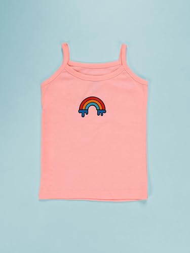 Image of KiddoPanti Girls 100% Cotton Printed Camisoles Tank Top Slips Pack of 3