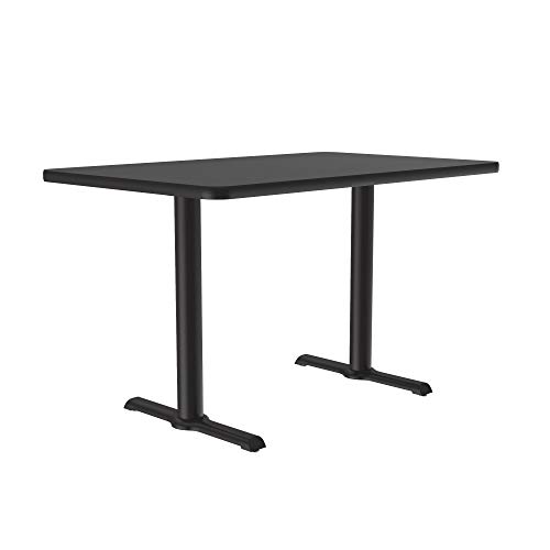 Correll Btt3048-07 -30"X48" Rectangular Bar, Café, & Break Room Table, Black Granite Top & Black T Bases, Made In The Usa #TOP2