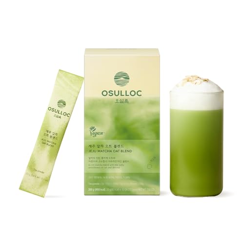 Image of OSULLOC Jeju Matcha Oat Blend (7oz X 10 Packets), Vegan Dairy‑Free, Plant‑Based Instant Matcha Drink Powder, Lightly Sweetened
