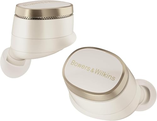 Bowers & Wilkins Pi8 True Wireless Noise Cancelling Earbuds con Bluetooth aptX, connessione wireless a 24 bit, ritrasmissione audio e 6 microfoni integrati, colore: bianco tortora