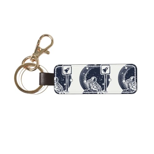 Xiso Ver Space Tourism Leather Keychain Universal Key Fob Keychain