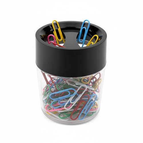 D.RECT Distributeur de Trombones Magnétique Rond – Boîte avec 100 Trombones Colorés –...
