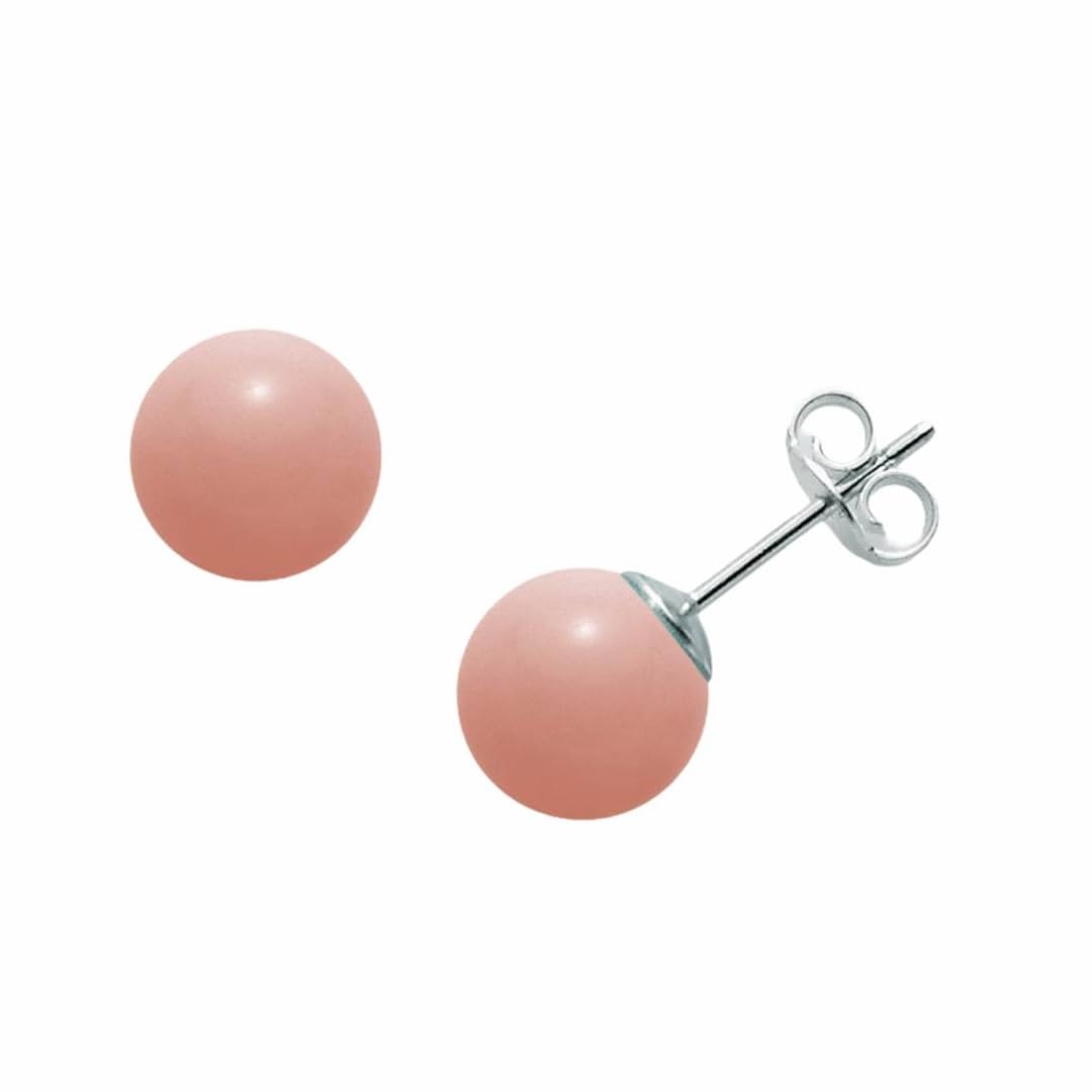 Orecchini A Lobo In Corallo Rosso Sfera 8mm – Argento 925, Artigianali, Made In Italy