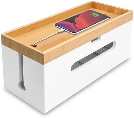 Szaboviktoria Kabelbox Mit Holzdeckel Weiß - Kabelorganizer Für Steckdosenleisten & Verlängerungskabel
