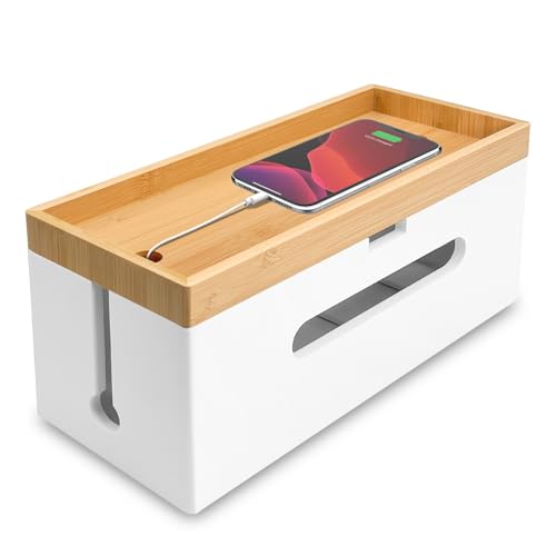 Otauoaea Caja y Cables en Madera   Organizadora de Gestión   Oculta y Guarda Cables