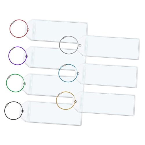 NUSITOU 7pcs PVC Luggage Tags Set with Id Card Holders, Stainless Steel Keyring Bag Tags for Travel and Business Suitcases, Portable Cruise and Airport Baggage Labels