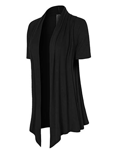 Image of MixMatchy Women's Lightweight Short Sleeve Draped Open Front Cardigan Vest