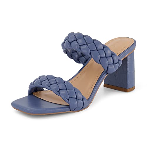 Image of Dunes Iris Chunky Braided Heel Sandals for Women, Block Heel Square Toe Summer Sandals with Memory Foam