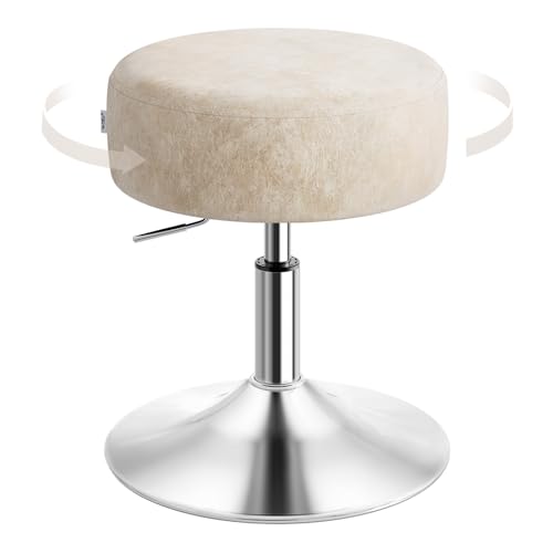 WOLTU Tabouret Coiffeuse, Tabouret de Maquillage, Réglable en Hauteur 44-56cm, Pivotant, Siège Rembourré, Tabouret de Bar Bas Rond pour Salon, Chambre à...