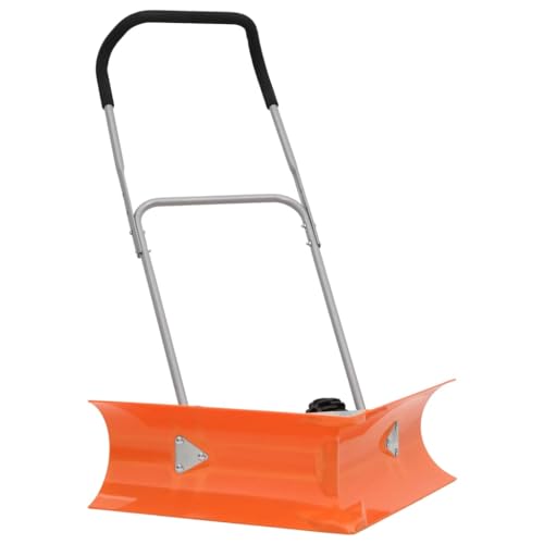 vidaXLSchneeschieber, V-Form Schneeschaufel mit Teleskopgriff, Schneeräumer Anti-Rutsch Räder, Schaufel Schneeschild, Orange Stahl