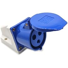 Elecbee 32A 220V-250V 3 Pin 50/60Hz 3P 6h 2P+E Waterproof IP67 CEE/IEC Industrial IEC60309 Female Surface Mounted Socket Blue