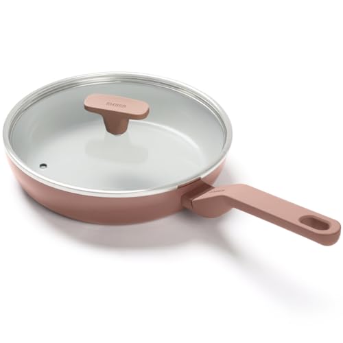 Image of Ember Cookware Arcilla Ceramic Frying Pan 24cm | Non Stick Cookware | Non Toxic Pan | Glass Lid | ISI Certified | Ceramic Fry Pan for Cooking |PFAS PTFE Free| 5-Year Warranty | Terracotta