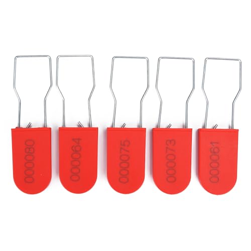 Image of Plastic Padlock Security Seals with Metal Wire Numbered Anti Tamper Tag (500, Red)