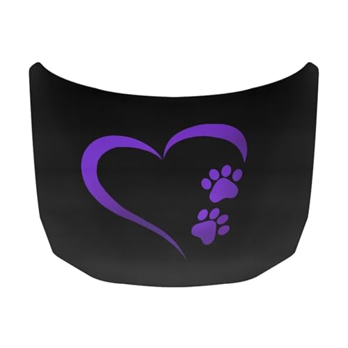 Image of Purple Heart Paw Print Car Hood Cover Stretch Fabric Covers for Car Hood Waterproof Universal Auto Accessories Easy Installation for Car Hood Decor and Protection