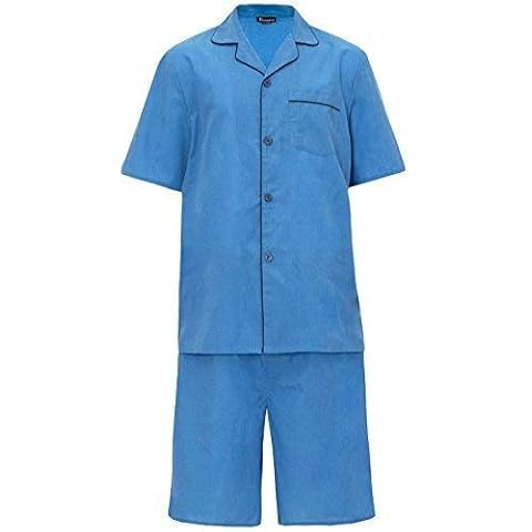 Mens Summer Pyjama Set Short Sleeve Top & Shorts (2XL, Sky) Cover