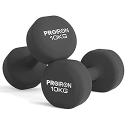 Mancuernas Technogym PROIRON Mancuernas de Neopreno -Mancuernas con Revestimiento de Neopreno 2 x 10 kg
