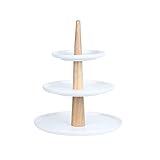 Dreilagiges Keramik-Dessertregal für Nachmittagstee, Obstteller, mehrschichtiger Desserttisch, Kuchen-Präsentationsständer für Hochzeit, Geburtstag (Farbe: Blau) (Weiß)