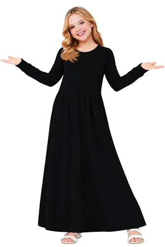 Image of Deerose Girls Maxi Dress Short Sleeve Casual Long Dresses with Pockets 5-14 Years