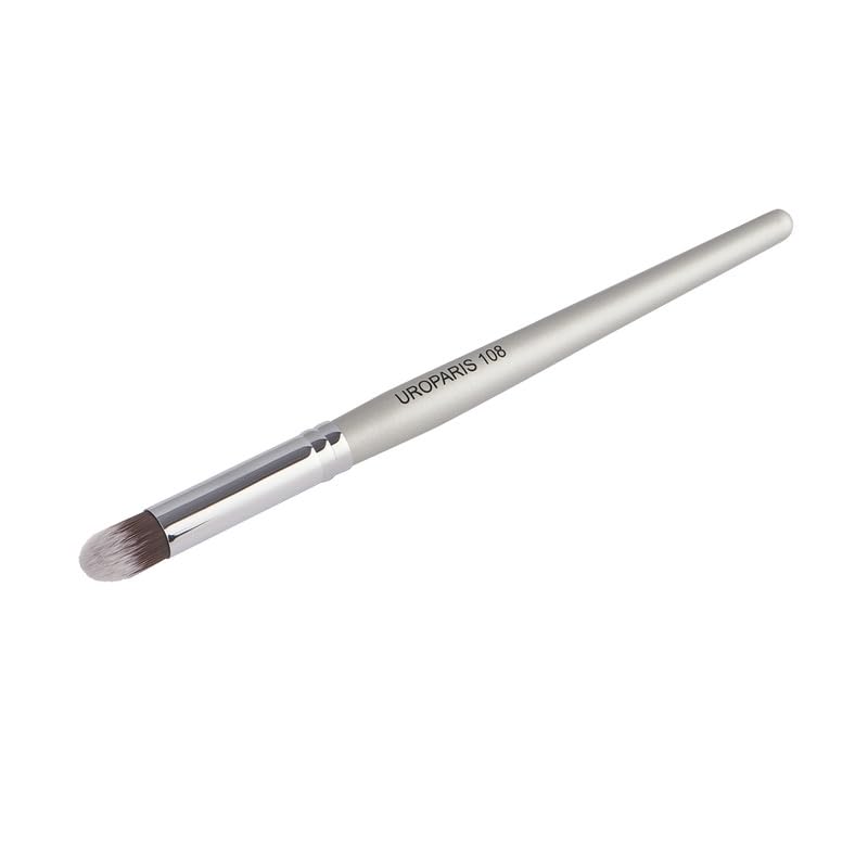 UROPARIS 108 Concealer Brush For Face Makeup | Makeup Tool with Wooden Handle | Synthetic Bristles, Brass Accents - Silver (1 piece)