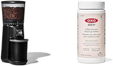 OXO Brew Conical Burr Grinder - Matte Black + Grinder Cleaning Tablets Bundle