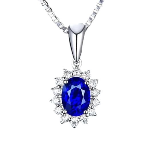 Argent 925 parure de bijoux saphir et zircon ovale pour femme