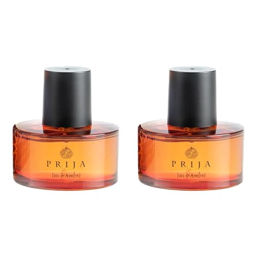 Prija Jus d'Ambre Eau de Toilette, Note Fresche di Agrumi con Noce Moscata Speziata, Fragranza Unisex di Lusso per Energia e Forza 2 x 50ml