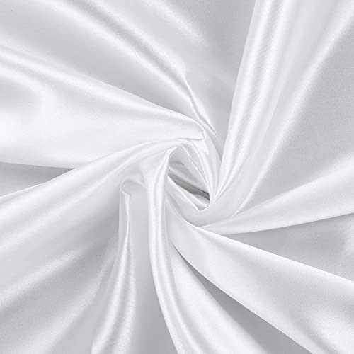 SARVAM FASHION Satin Fabric 10 Yard Bridal Solid for Wedding Dress Fashion Crafts Costumes Decorations Silky Satin 44” - (10 Yard, White)