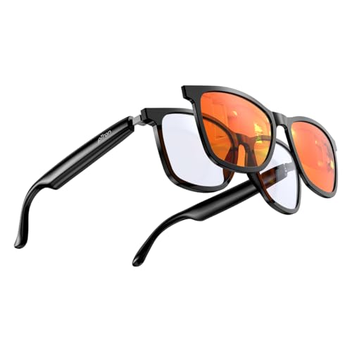 Image of pTron Orbis Urban Smart Clip-On Smart Glasses w /Bluetooth V5.4, Open Ear Music, Handsfree Calls, Protects Eye from Blue Light Emitted from Digital Screens, 8Hrs Playtime, Connect with Phones