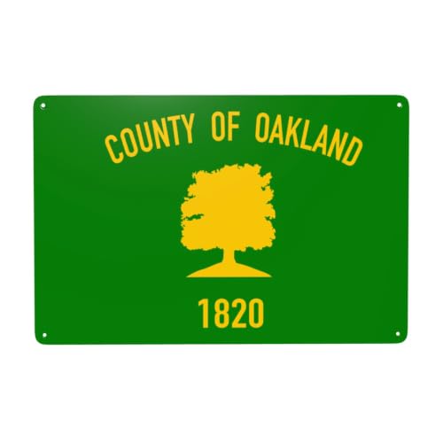 Flag Of Oakland County, Michigan Tin Signs 8x12 Inch Funny Vintage Metal Sign Iron Painting For Bar Cave Garage Home Farm Wall Decor