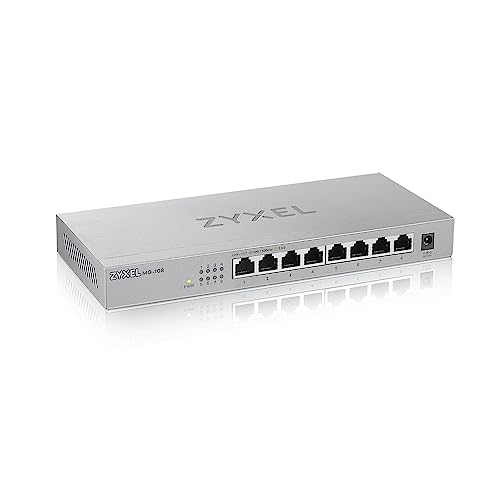 Image of Zyxel 8-Port 100M /1G /2.5G Ethernet (RJ-45) Multi-Gigabit Unmanaged Switch | Plug and Play | Fanless Quiet | Desktop and Wall Mount | Auto MDI /MDIXSupport | Gaming (MG-108)