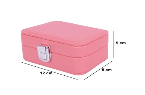 Image of BucketList PU Leather Jewellery Organizer Box with Ring Slots & Necklace Hooks | Compact Jewelry Storage Case with Secure Lock (Travel Jewellery Box Rectangular (Wine Red))