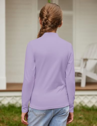 Image of Arshiner Girls Long Sleeve Mock Turtleneck Shirts Slim Fit Base Layer Top