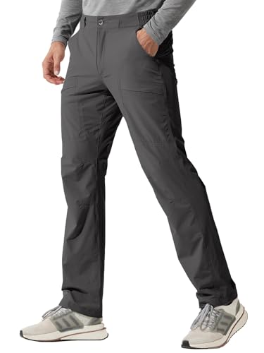 FREE SOLDIER Men's Outdoor Cargo Hiking Pants with Belt Lightweight Waterproof Quick Dry Tactical Pants Nylon Spandex (Gray 32W/32L)