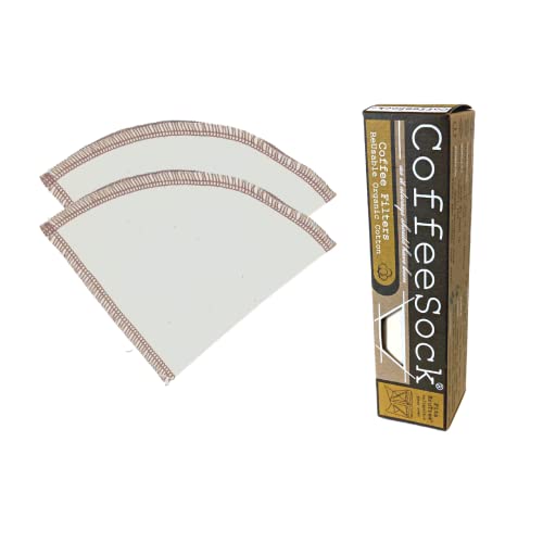 Coffeesock 'The Original' Reusable Organic Cotton Coffee Filters - Made To Fit Brutrek® (2 Filters) - Made In The Usa - Ultra-Durable 1 Year Filter Set - Eco-Friendly Compostable Cloth #TOP18
