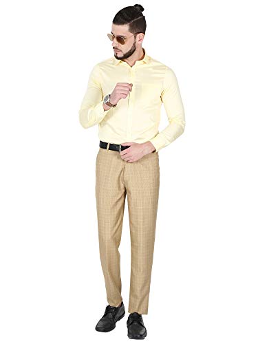 Image of Mc Henry Mens' Regular Fit Poly Blended Checkered Formal Trousers
