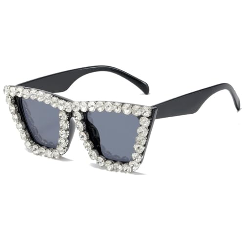 Trendige Strass-Cat-Eye-Glitzer-Sonnenbrille für Damen, Cateye-Vintage-Sonnenbrille mit funkelndem Kristall-Diamant, Modell Catwalk Eyewear,c2,Einheitsgröße