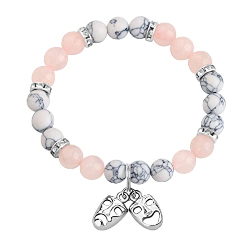 UJIMS Comedy Tragedy Masks Bracelet Drama Teacher Jewelry Theatre Mask Bead Bangle for Actor Actress Musical Gift