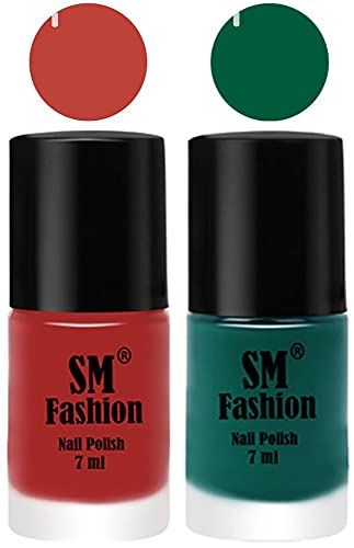 Image of Long Lasting Nail Polish | Nail Paint Combo 7 ml Each) - Set of 2 Dark Nude-Green