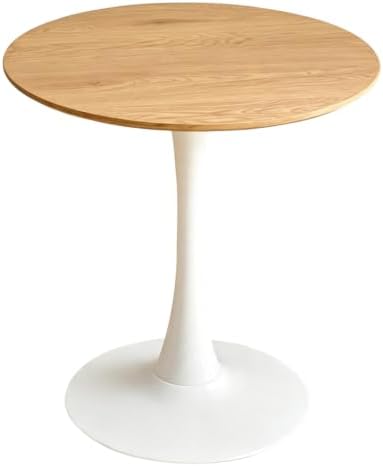 27.5” Round Tulip Dining Table, Mid Century Modern Style, Oak