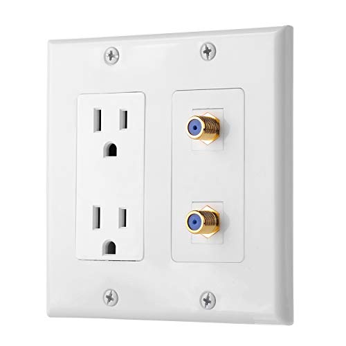 Câble coaxial 2 ports TV type F et prise de courant 15 A pour installation multimédia