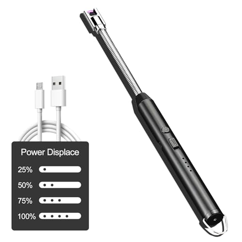 Gvolatee Encendedor Electrico, Encendedor Cocina Arco Eléctricos, Mechero Electrico USB Recargable Largo Antiviento 360 Flexible Mecheros ara Cocina de Gas Velas Aromáticas Chimenea Barbacoa(Negro)