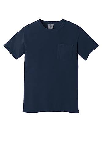 Image of Comfort Colors Men's Adult Short Sleeve Pocket Tee, Style 6030 (Medium, Navy)