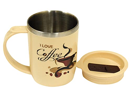 Image of Kuber Industries Insulated BPA Free Plastic Coffee Mug with Lid (Coffee)